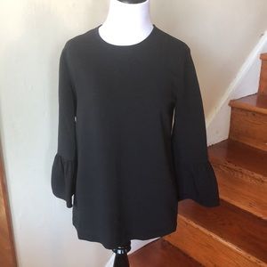 Madewell Black top with ruffle bell sleeves
